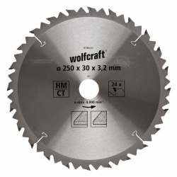 Tarcza tnąca do piły tarczowej 250/30 mm HM Wolfcraft - szybkie, dokładne cięcia