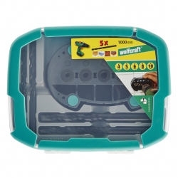 Prowadnica wiertarska Wolfcraft 4685000 w zestawie z wiertłami